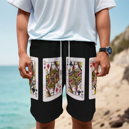 Four Queens Playing Cards Print Men's Cargo Shorts