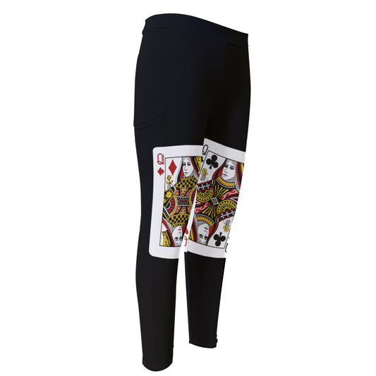 Four Queens Playing Cards Print Men's Compression Pants