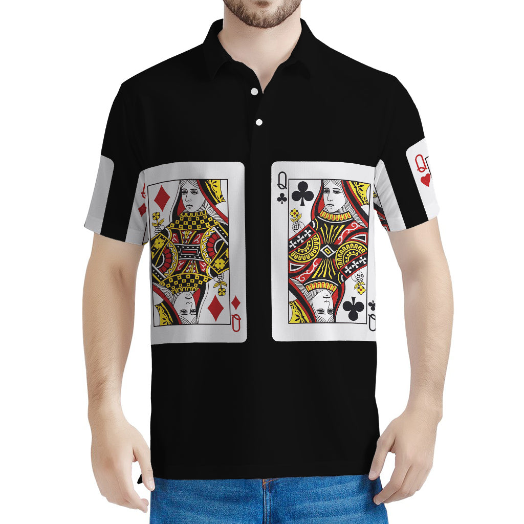 Four Queens Playing Cards Print Men's Polo Shirt