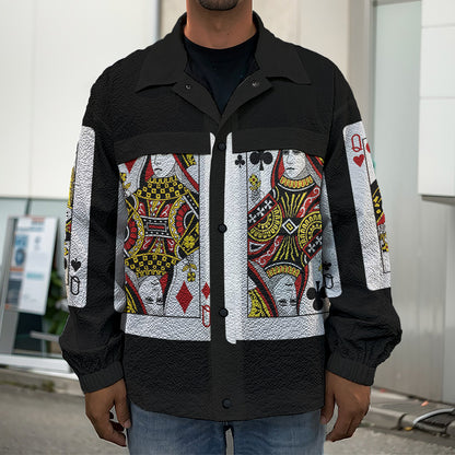 Four Queens Playing Cards Print Men's Shirt Jacket