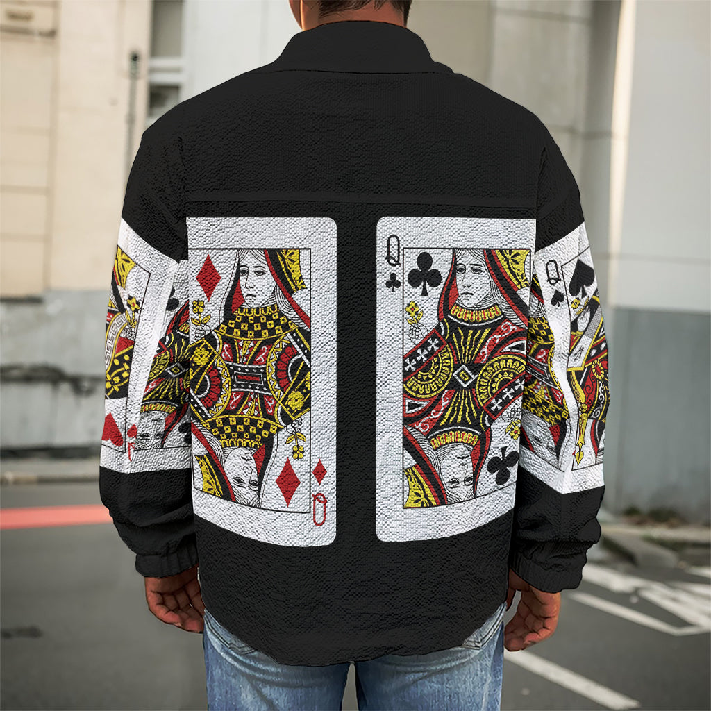 Four Queens Playing Cards Print Men's Shirt Jacket