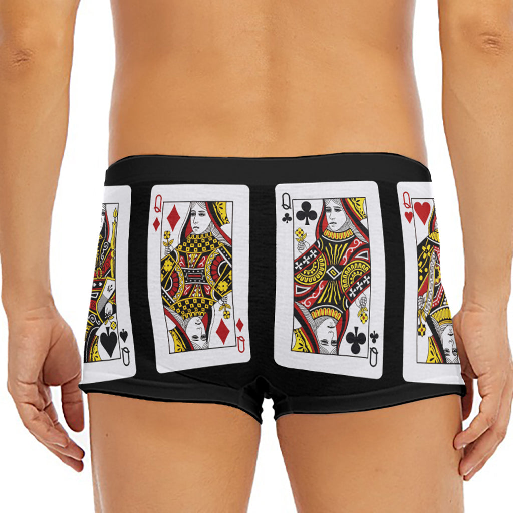 Four Queens Playing Cards Print Men's Short Boxer Briefs