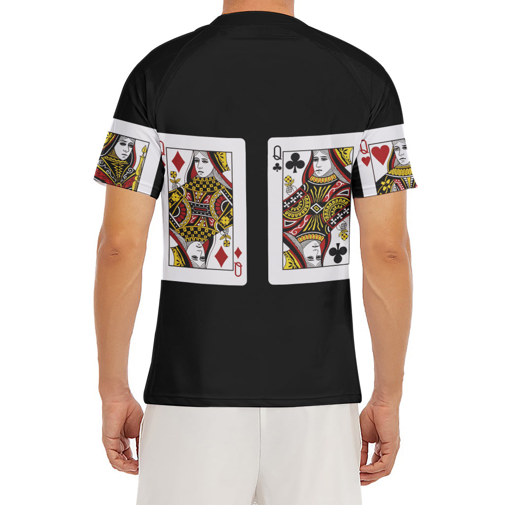Four Queens Playing Cards Print Men's Short Sleeve Rash Guard