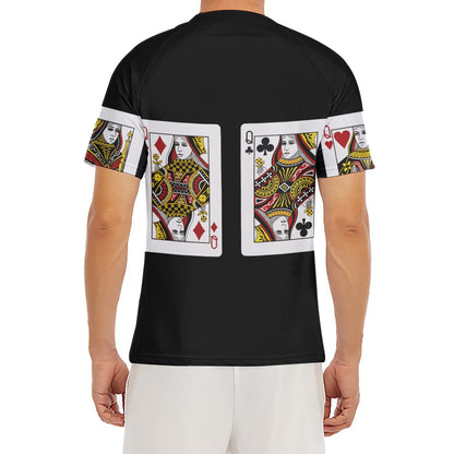 Four Queens Playing Cards Print Men's Short Sleeve Rash Guard
