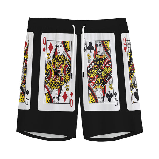 Four Queens Playing Cards Print Men's Sports Shorts