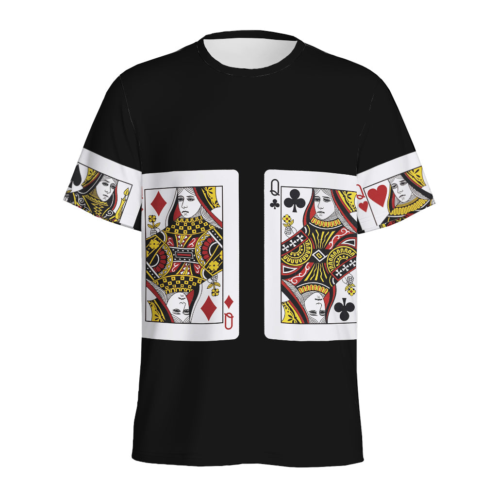 Four Queens Playing Cards Print Men's Sports T-Shirt