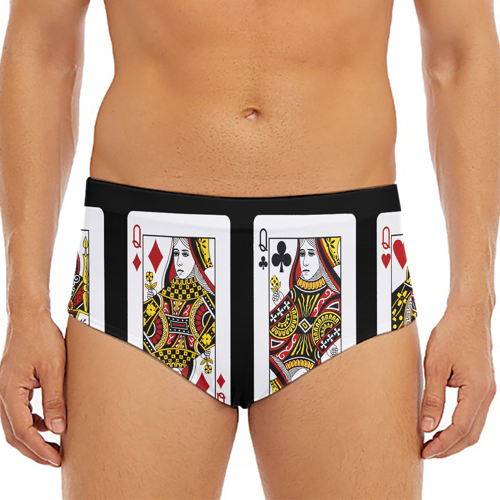 Four Queens Playing Cards Print Men's Triangle Swim Briefs