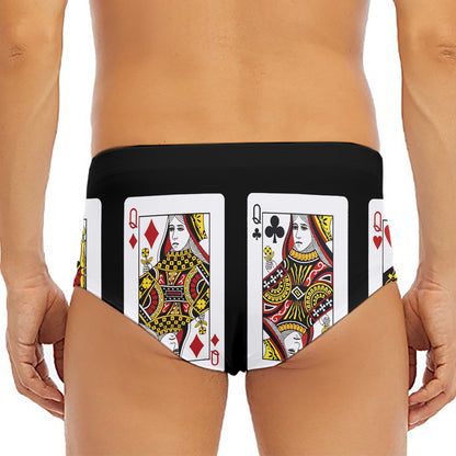 Four Queens Playing Cards Print Men's Triangle Swim Briefs