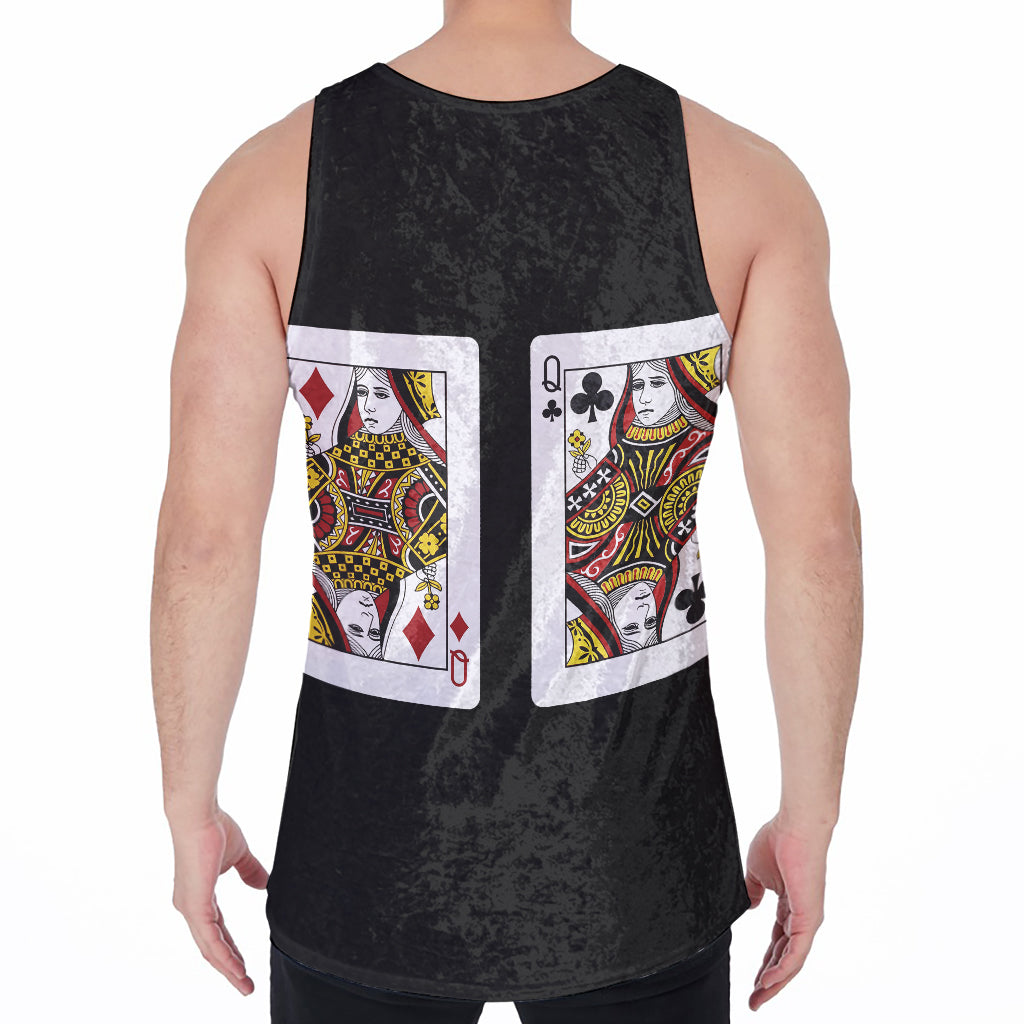 Four Queens Playing Cards Print Men's Velvet Tank Top