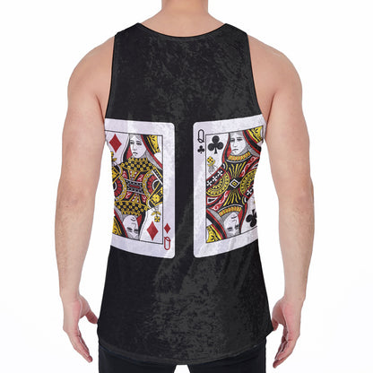 Four Queens Playing Cards Print Men's Velvet Tank Top