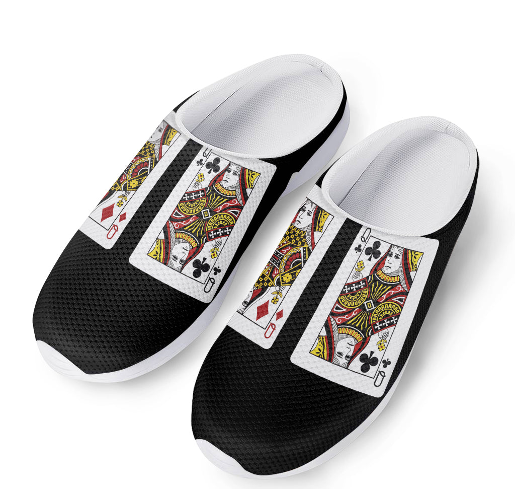Four Queens Playing Cards Print Mesh Casual Shoes