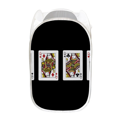 Four Queens Playing Cards Print Mesh Laundry Hamper