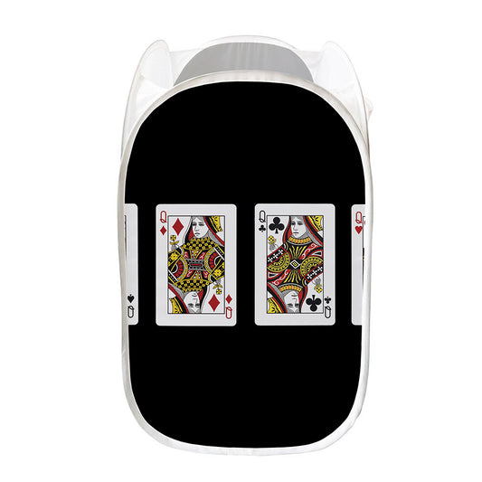 Four Queens Playing Cards Print Mesh Laundry Hamper