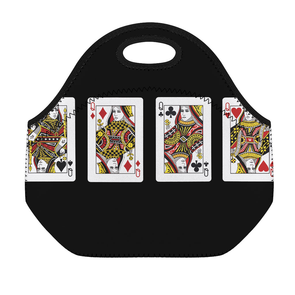 Four Queens Playing Cards Print Neoprene Lunch Bag