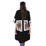 Four Queens Playing Cards Print Open Front Beach Cover Up