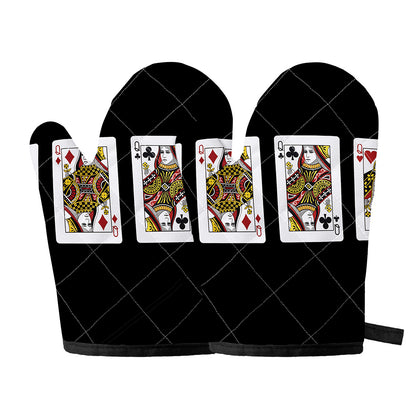 Four Queens Playing Cards Print Oven Mitts