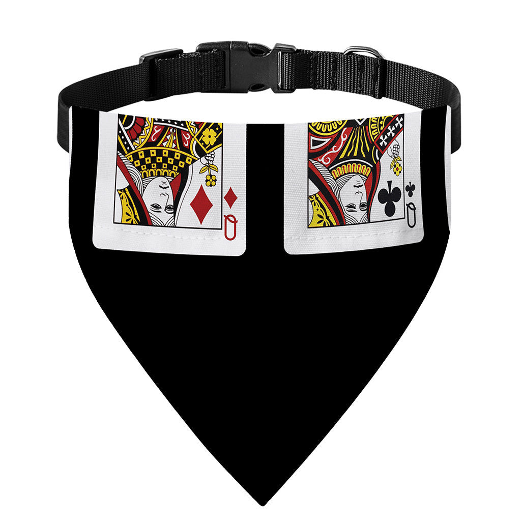 Four Queens Playing Cards Print Over The Collar Dog Bandana