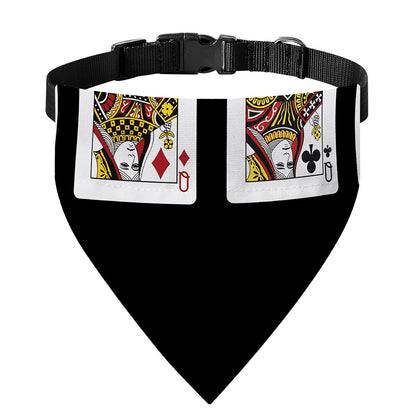 Four Queens Playing Cards Print Over The Collar Dog Bandana