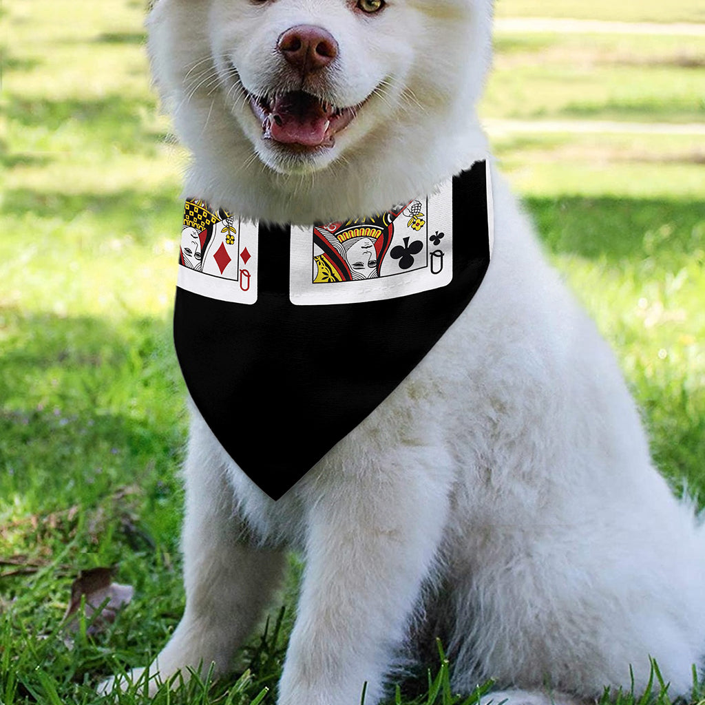 Four Queens Playing Cards Print Over The Collar Dog Bandana