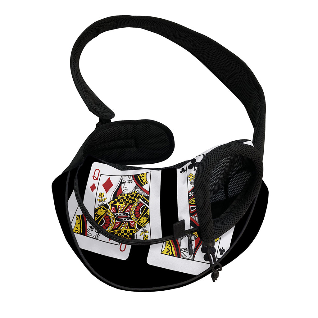 Four Queens Playing Cards Print Pet Sling Carrier