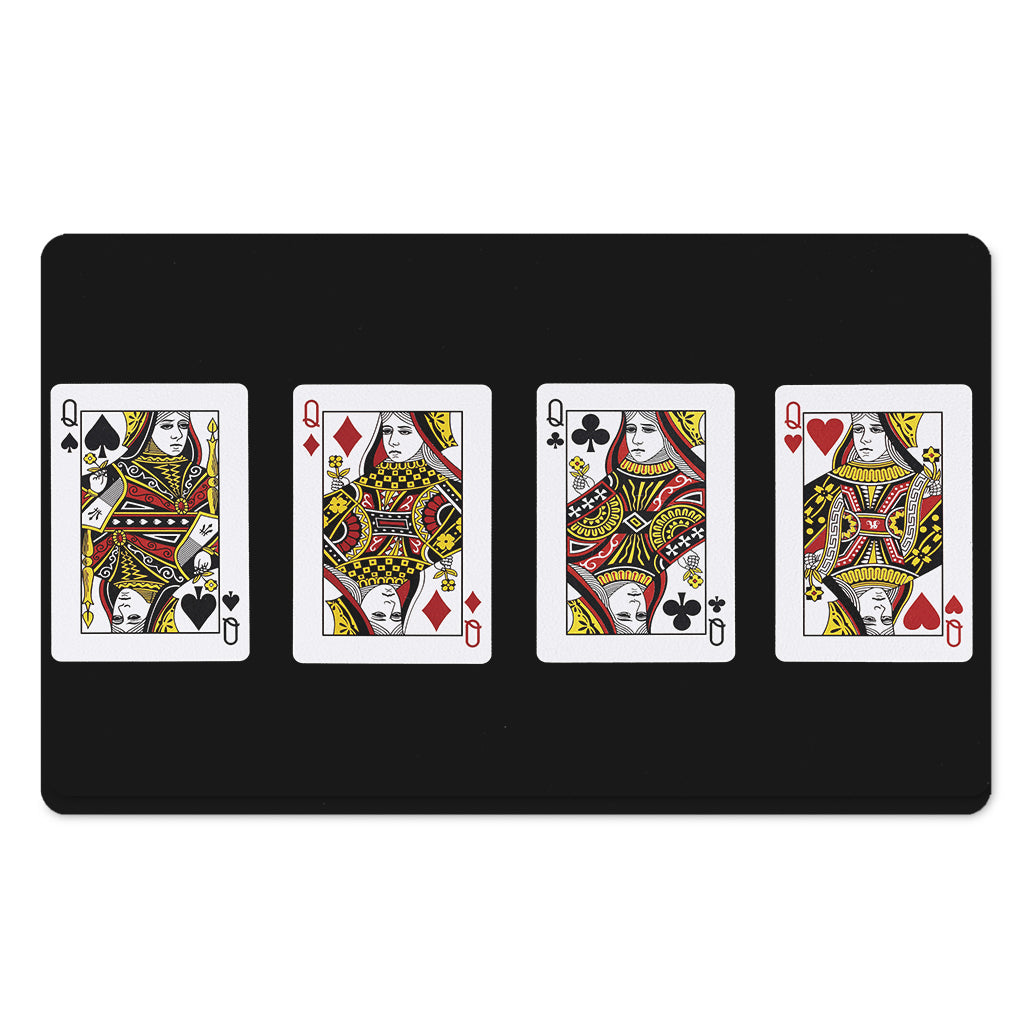 Four Queens Playing Cards Print Polyester Doormat