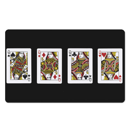 Four Queens Playing Cards Print Polyester Doormat