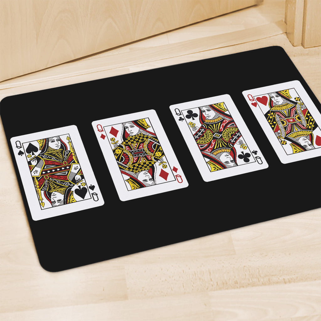 Four Queens Playing Cards Print Polyester Doormat