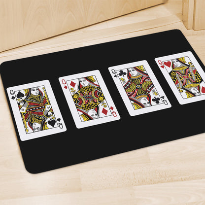 Four Queens Playing Cards Print Polyester Doormat