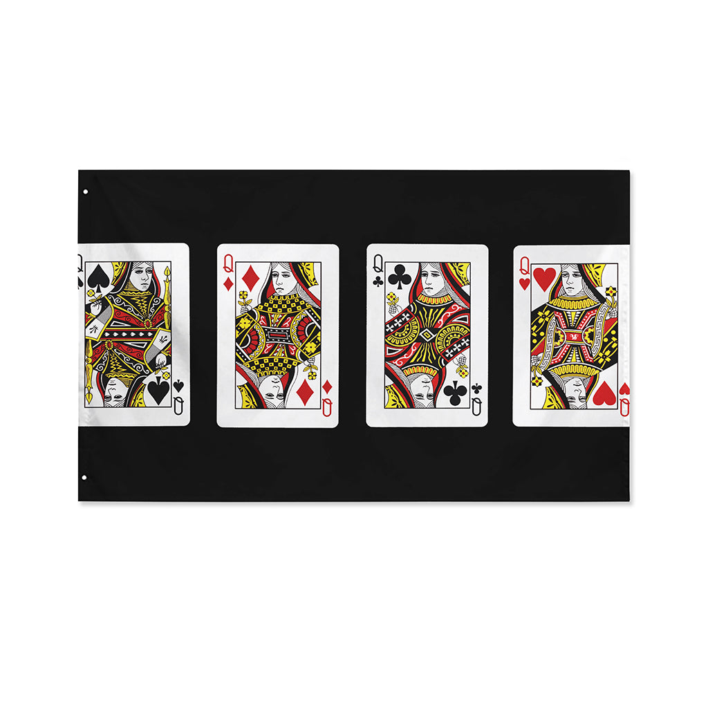Four Queens Playing Cards Print Polyester Flag