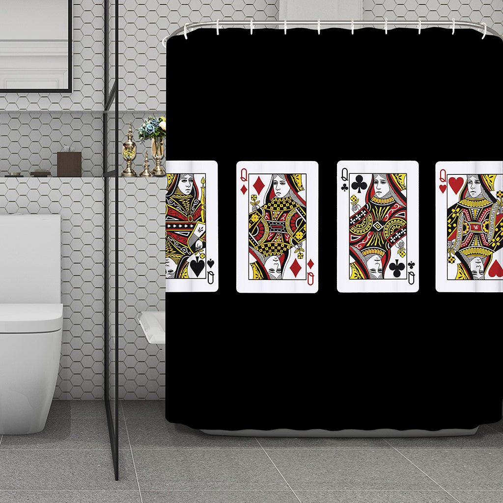 Four Queens Playing Cards Print Polyester Shower Curtain