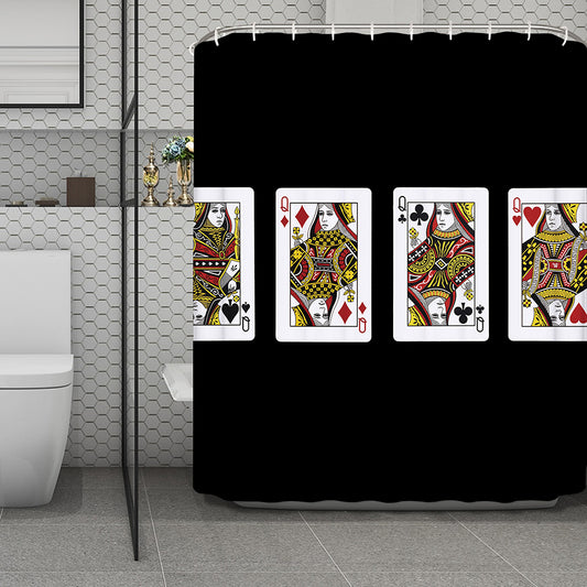 Four Queens Playing Cards Print Polyester Shower Curtain
