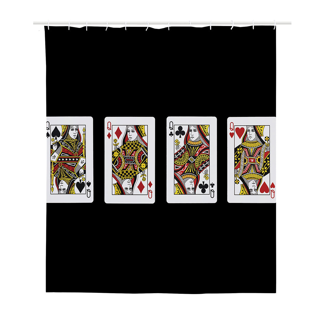 Four Queens Playing Cards Print Polyester Shower Curtain