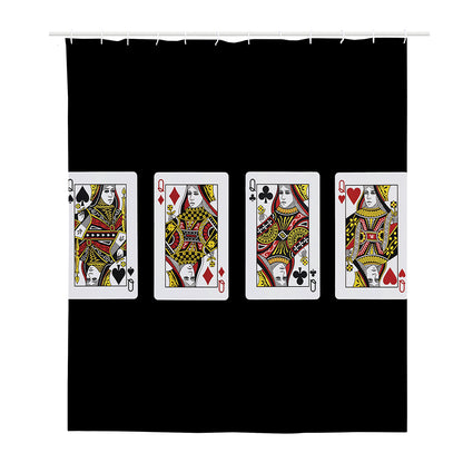 Four Queens Playing Cards Print Polyester Shower Curtain