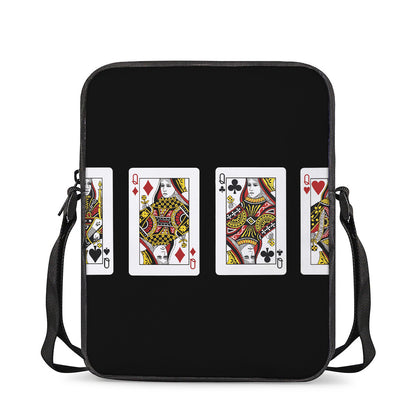 Four Queens Playing Cards Print Rectangular Crossbody Bag