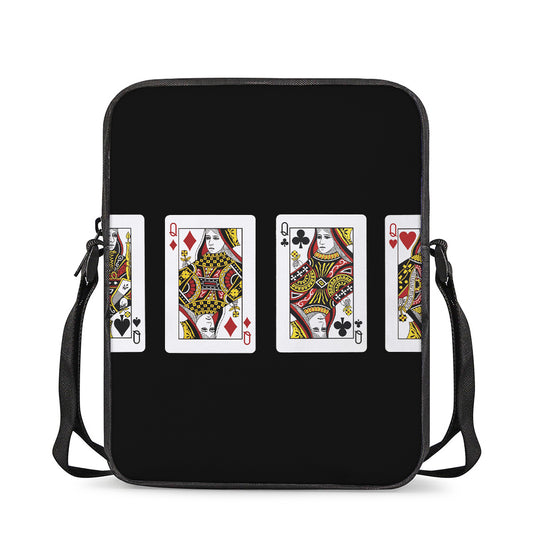 Four Queens Playing Cards Print Rectangular Crossbody Bag