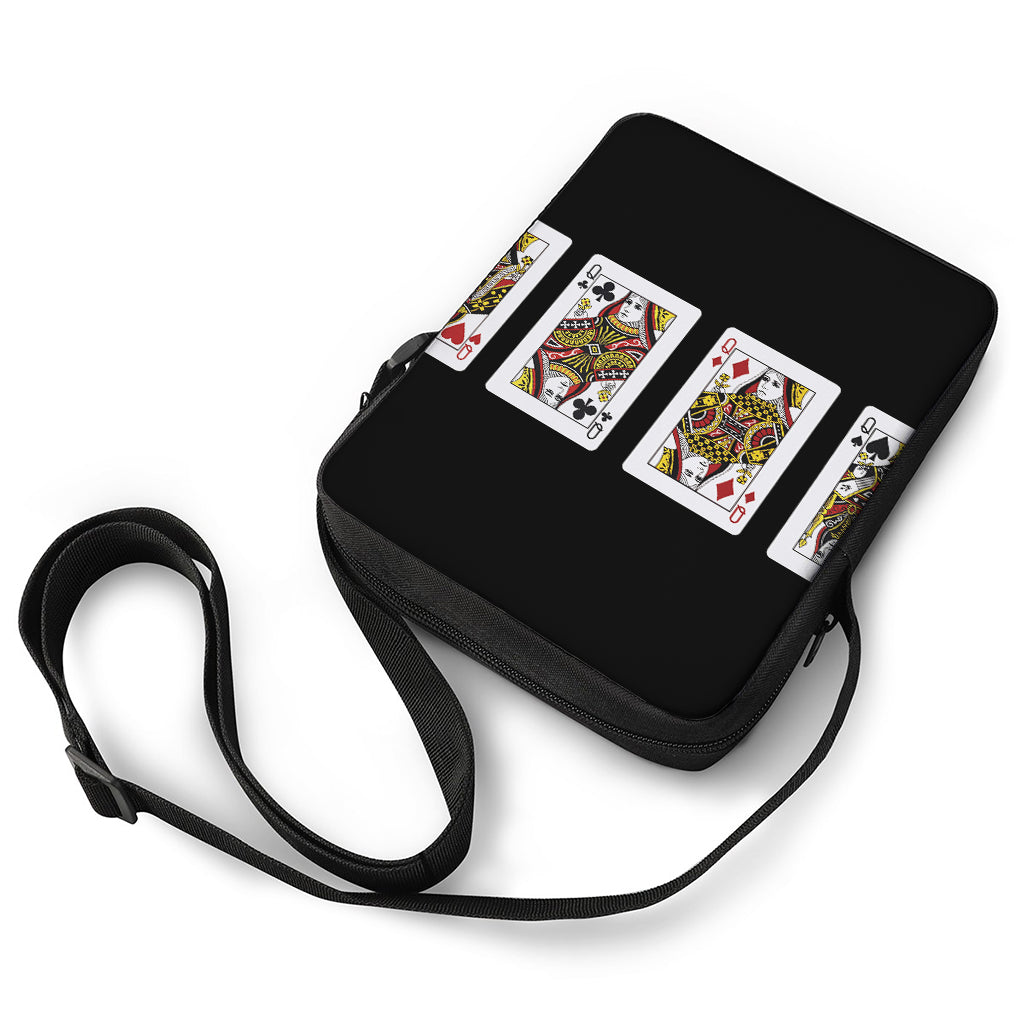 Four Queens Playing Cards Print Rectangular Crossbody Bag