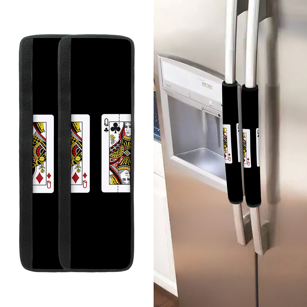 Four Queens Playing Cards Print Refrigerator Handle Covers