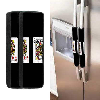 Four Queens Playing Cards Print Refrigerator Handle Covers