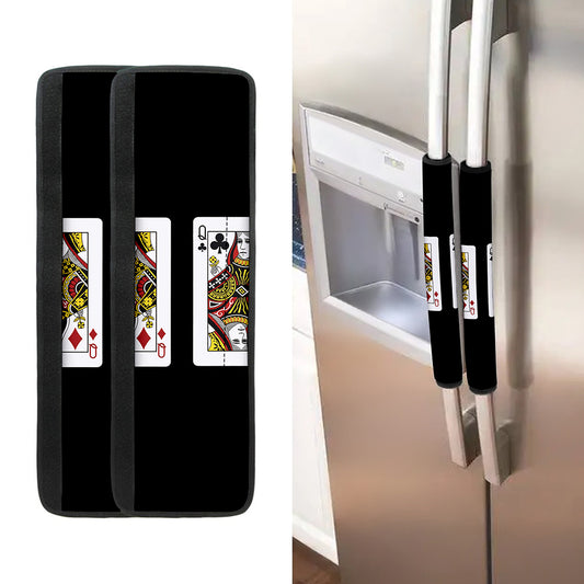 Four Queens Playing Cards Print Refrigerator Handle Covers