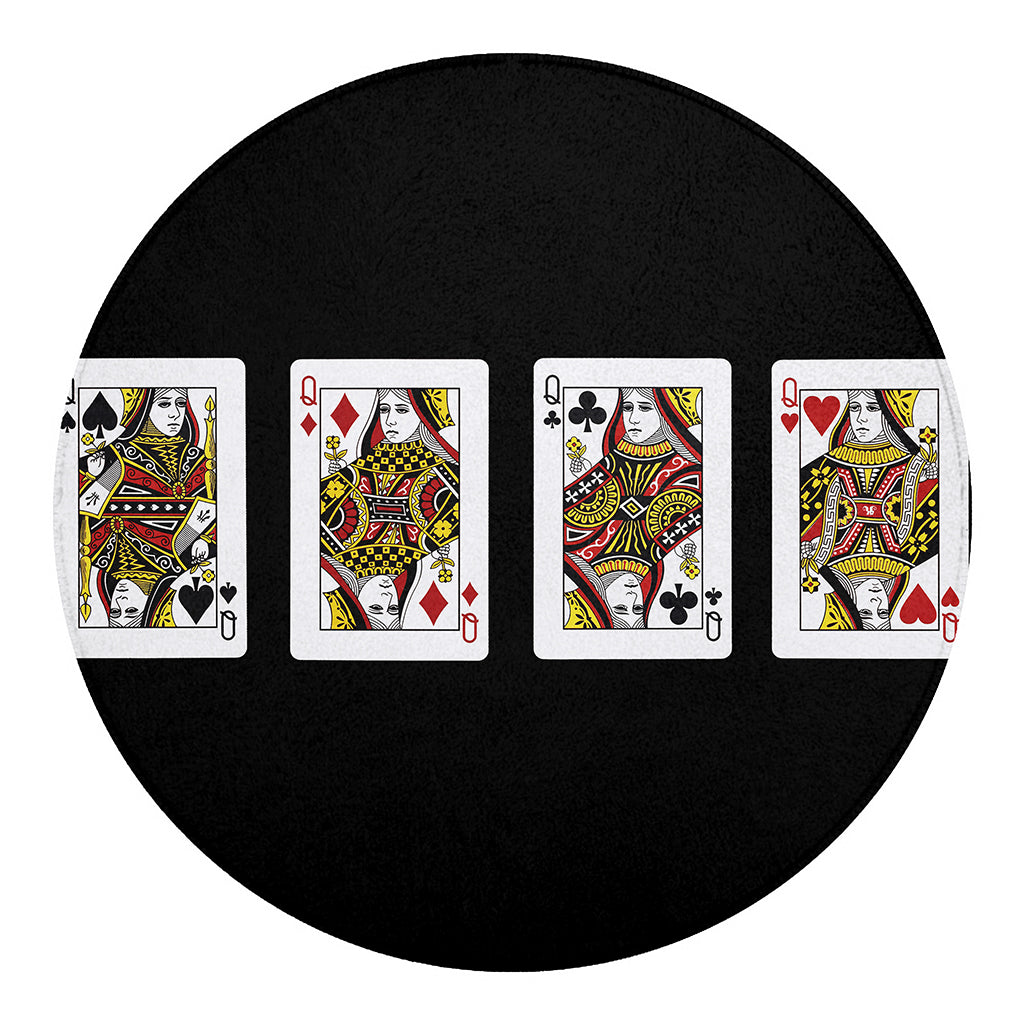Four Queens Playing Cards Print Round Blanket