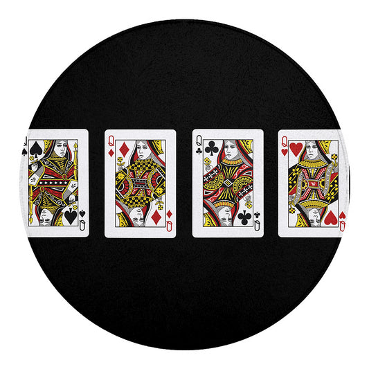 Four Queens Playing Cards Print Round Blanket
