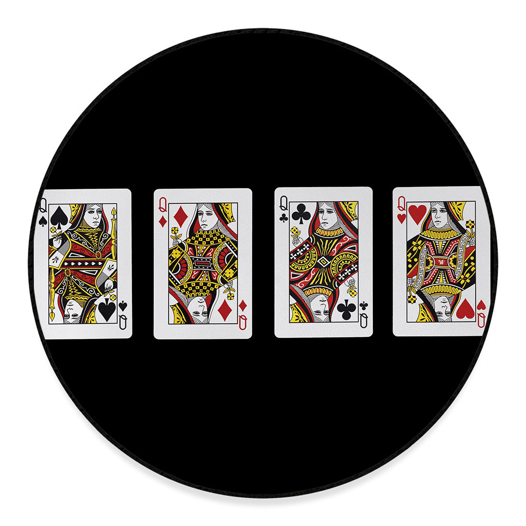 Four Queens Playing Cards Print Round Floor Mat
