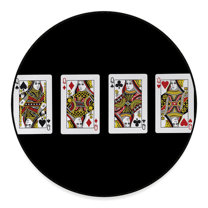 Four Queens Playing Cards Print Round Floor Mat