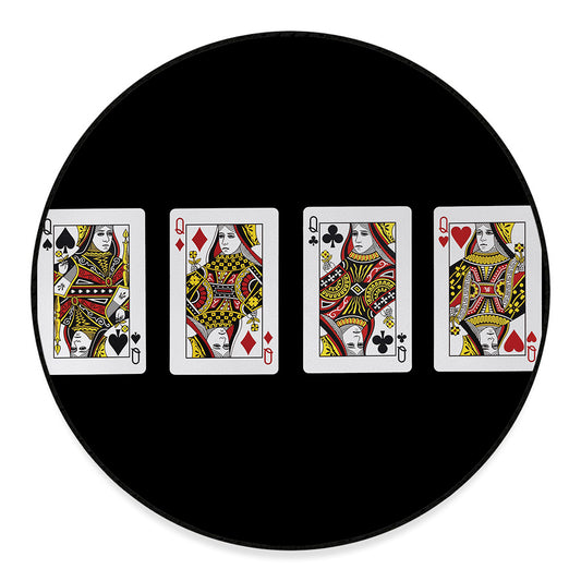 Four Queens Playing Cards Print Round Floor Mat