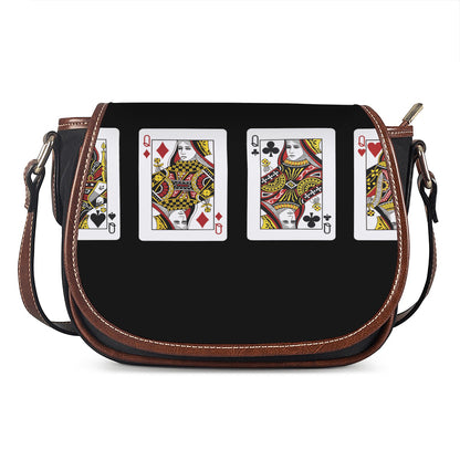 Four Queens Playing Cards Print Saddle Bag