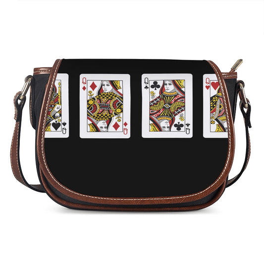 Four Queens Playing Cards Print Saddle Bag