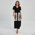 Four Queens Playing Cards Print Short Sleeve Maxi Dress