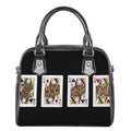 Four Queens Playing Cards Print Shoulder Handbag