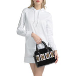 Four Queens Playing Cards Print Shoulder Handbag