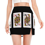 Four Queens Playing Cards Print Side Slit Mini Skirt